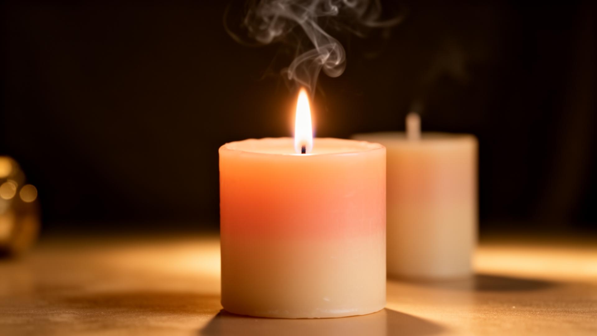 Premium candle glowing in warm light